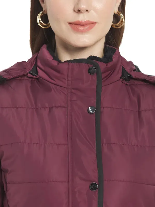 Mettle Women Maroon Longline Parka Jacket