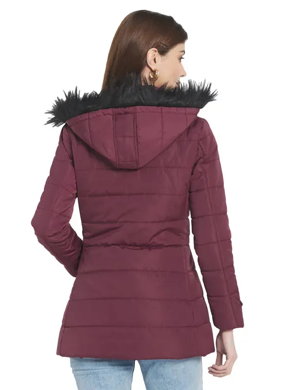 Mettle Women Maroon Longline Parka Jacket