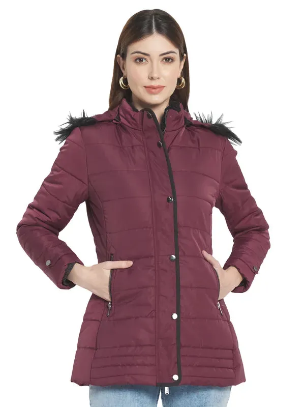 Mettle Women Maroon Longline Parka Jacket