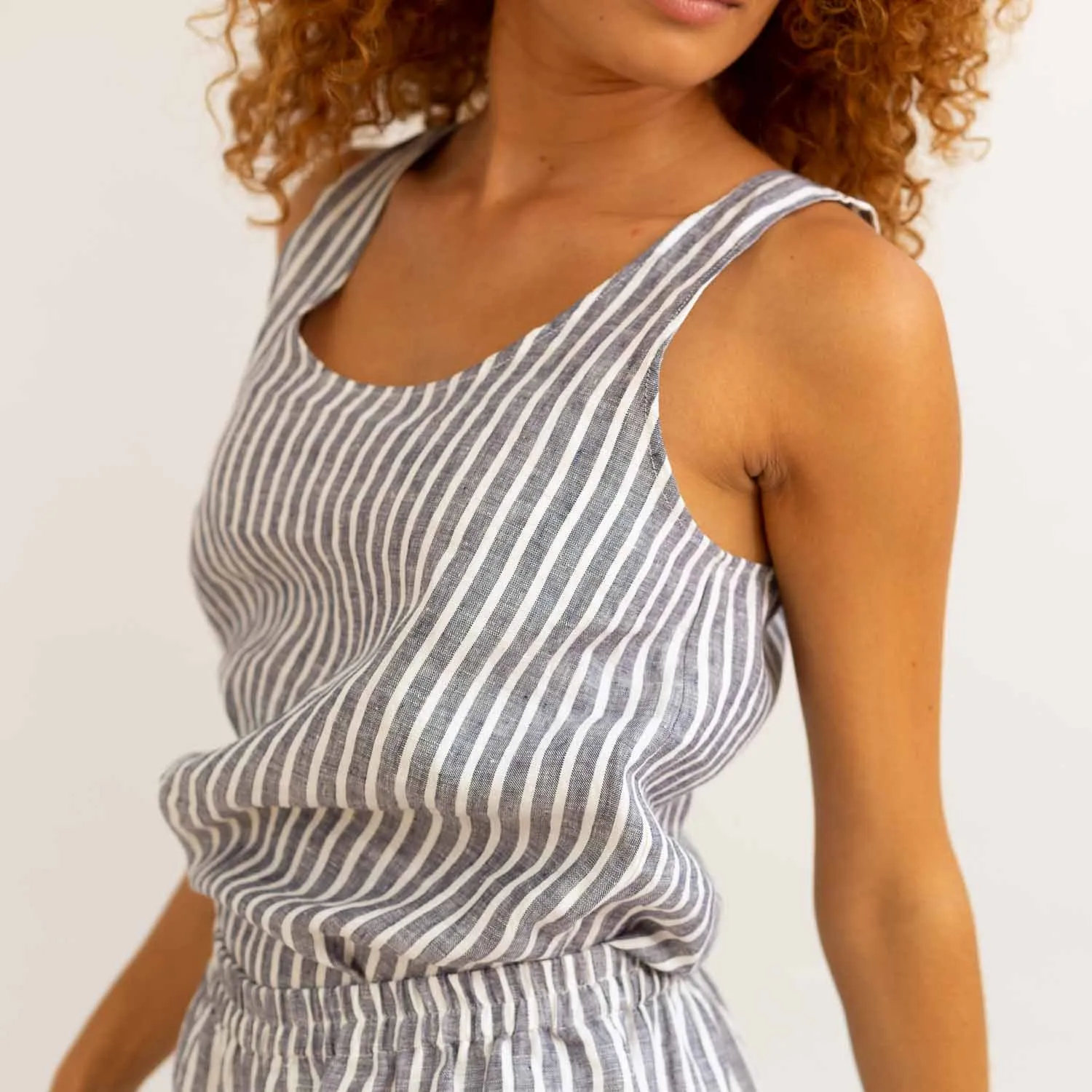 Midnight Stripe Linen Cami Top