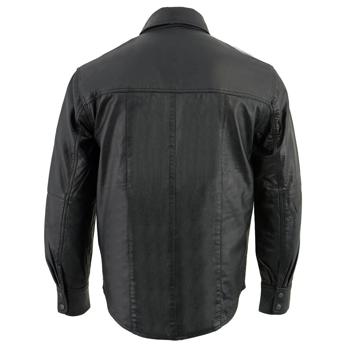 Milwaukee Leather LKM1600 Men's Black Lightweight Casual Biker Style Leather Shirt