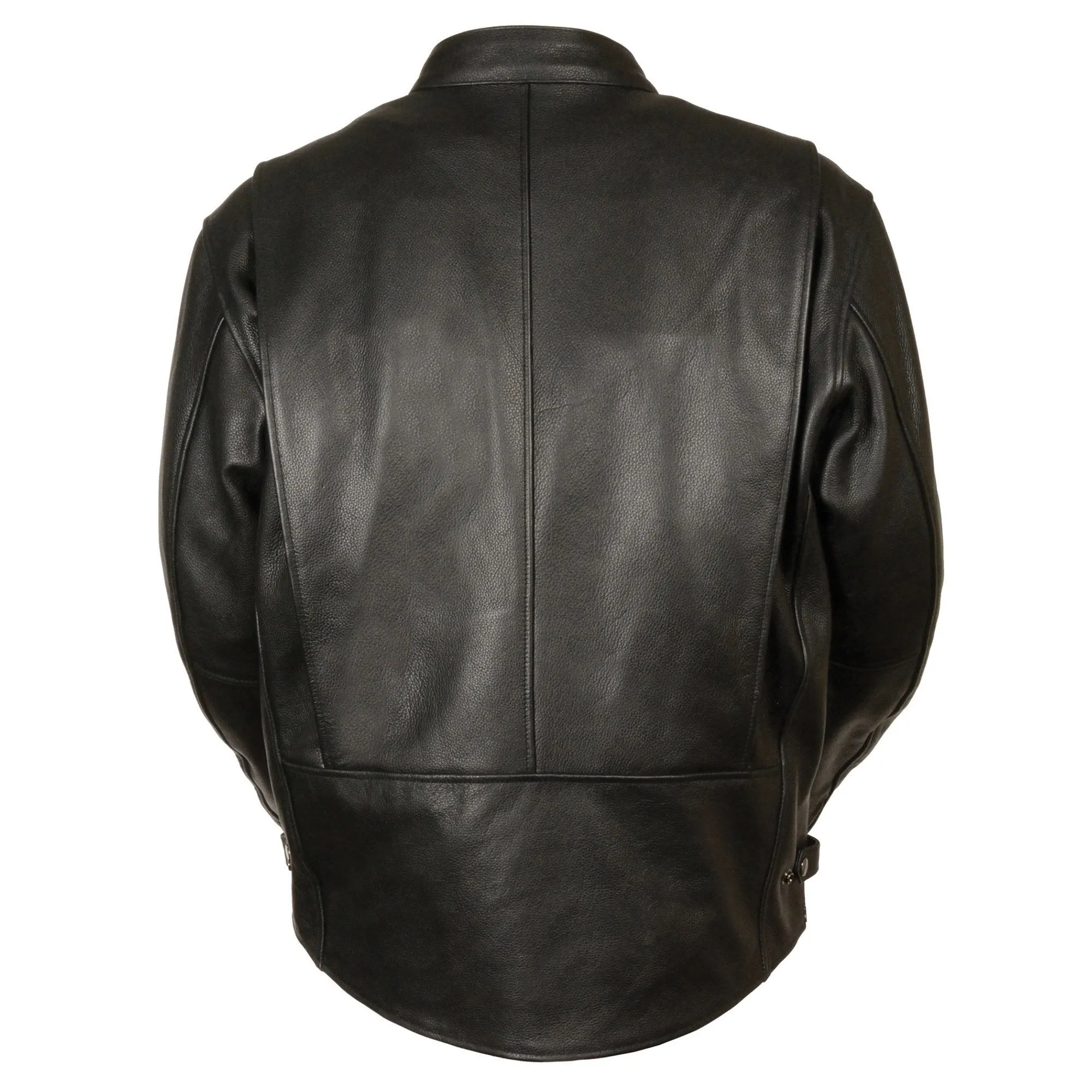 Milwaukee Leather LKM1710 Men's Black Classic Scooter Style Leather Motorcycle Jacket w/ Removable Thermal Liner