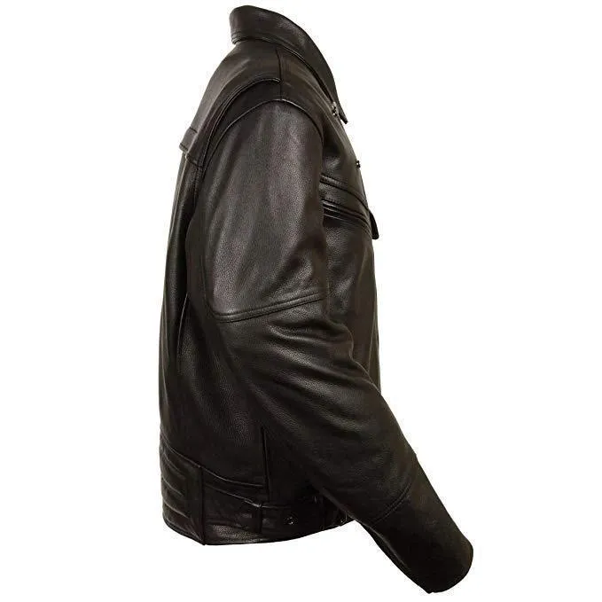 Milwaukee Leather MLM1570 Men’s Black Premium Naked Cowhide Leather Utility Pocket Motorcycle Jacket