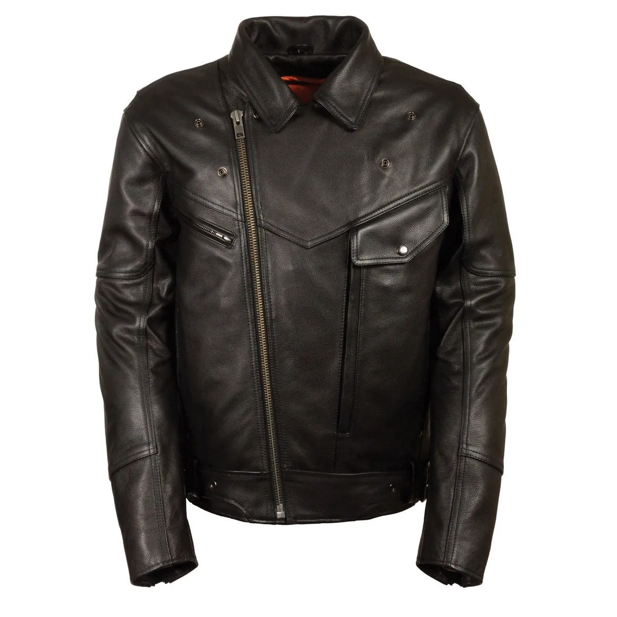 Milwaukee Leather MLM1570 Men’s Black Premium Naked Cowhide Leather Utility Pocket Motorcycle Jacket