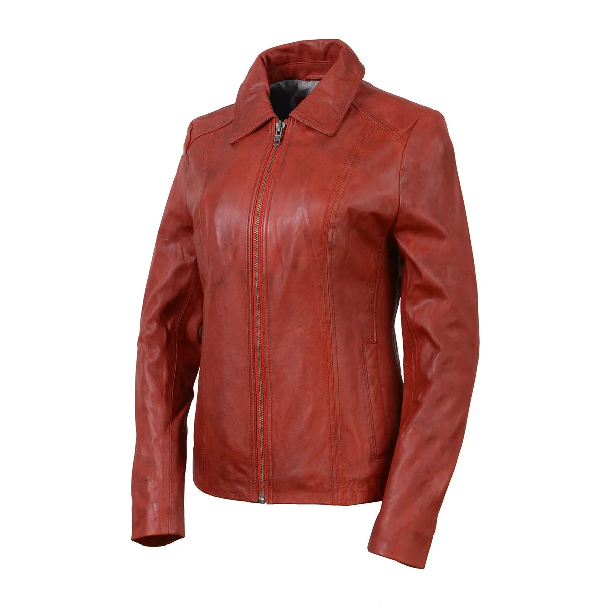 Milwaukee Leather SFL2850 Women's Classic Red Zippered Motorcycle