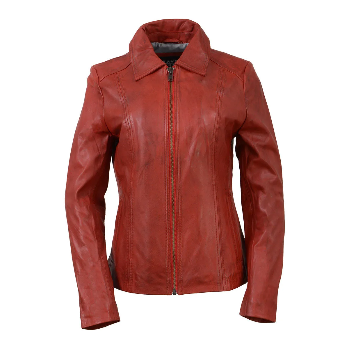 Milwaukee Leather SFL2850 Women's Classic Red Zippered Motorcycle