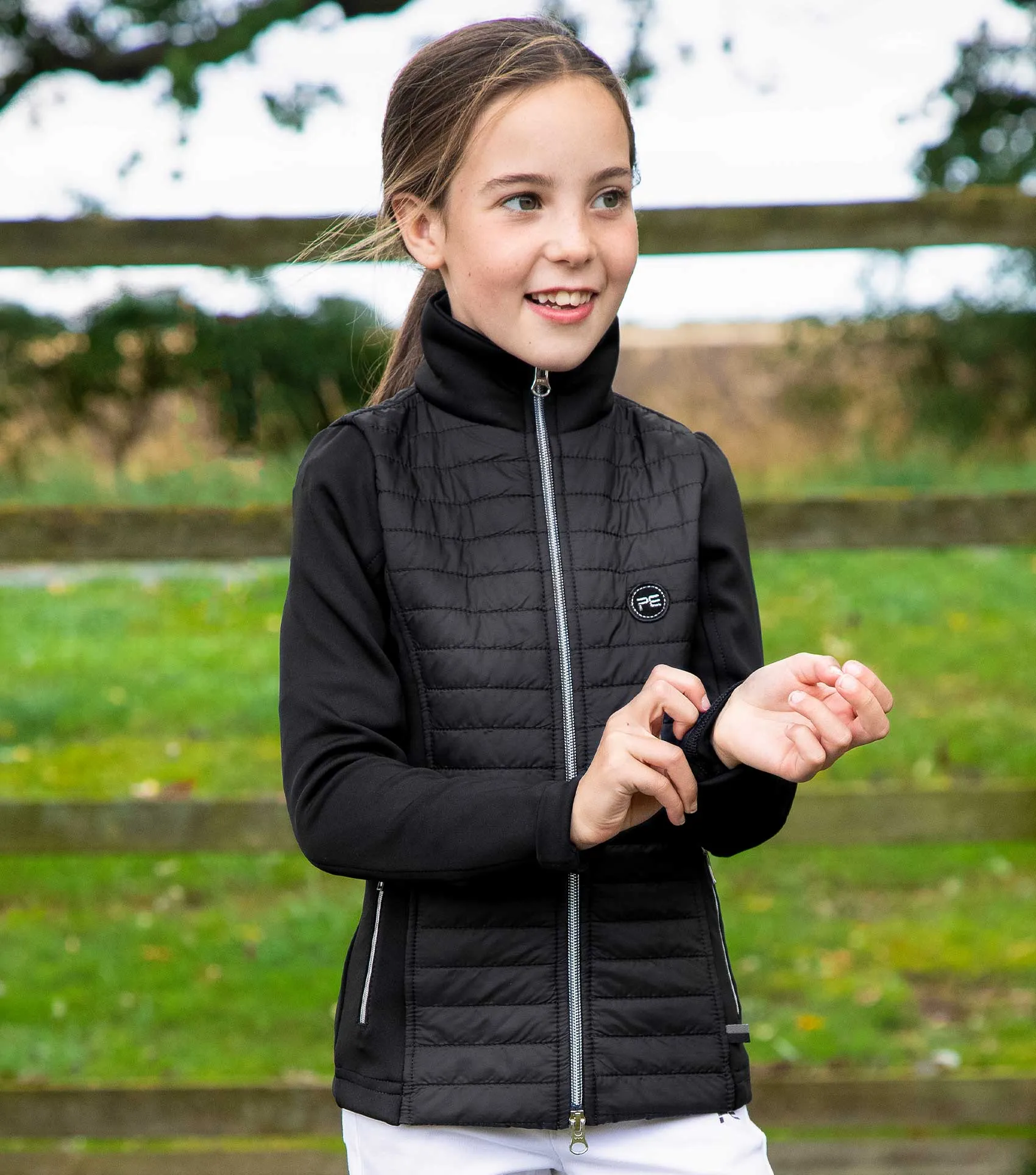 Mini Elena Girl's Hybrid Riding Jacket Black