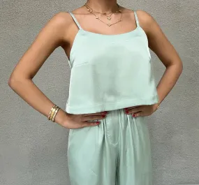 MINT CROPPED SILK TOP