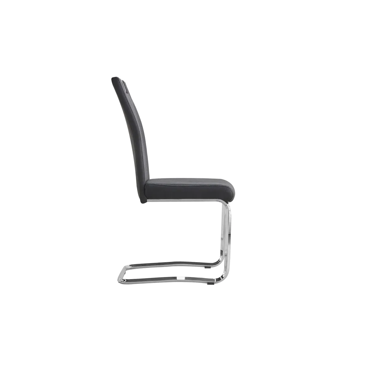 Modern Grey Faux Leather Side Chair with Chrome Finish