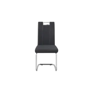 Modern Grey Faux Leather Side Chair with Chrome Finish