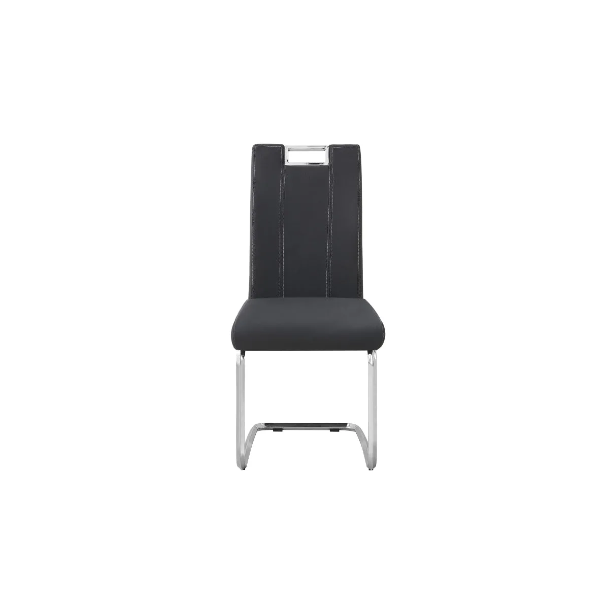 Modern Grey Faux Leather Side Chair with Chrome Finish