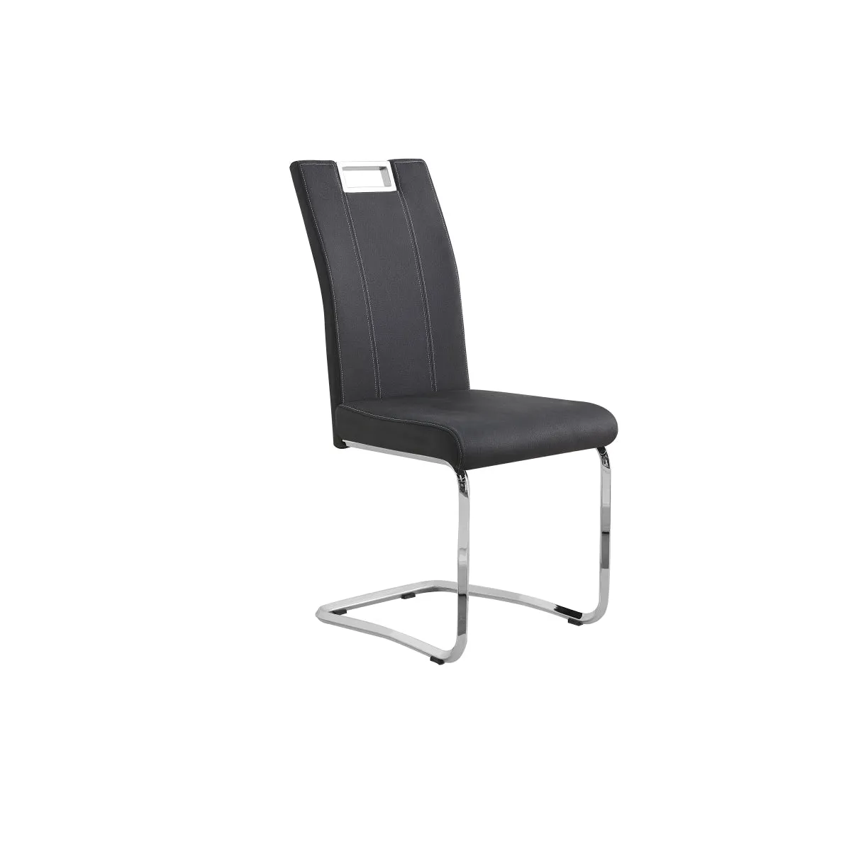 Modern Grey Faux Leather Side Chair with Chrome Finish