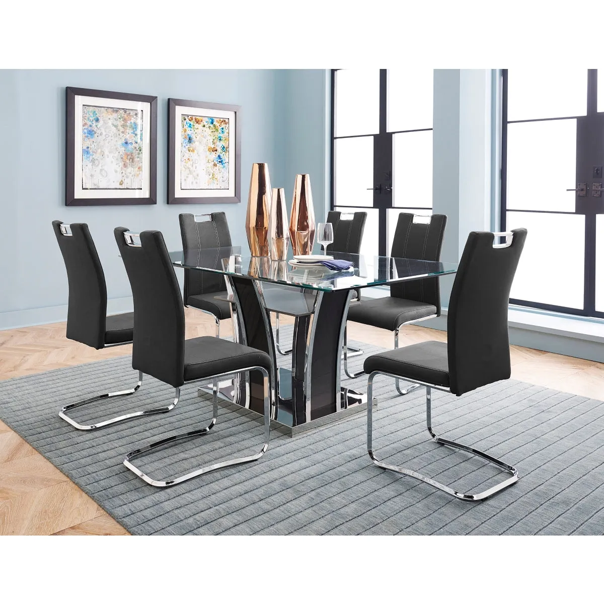 Modern Grey Faux Leather Side Chair with Chrome Finish