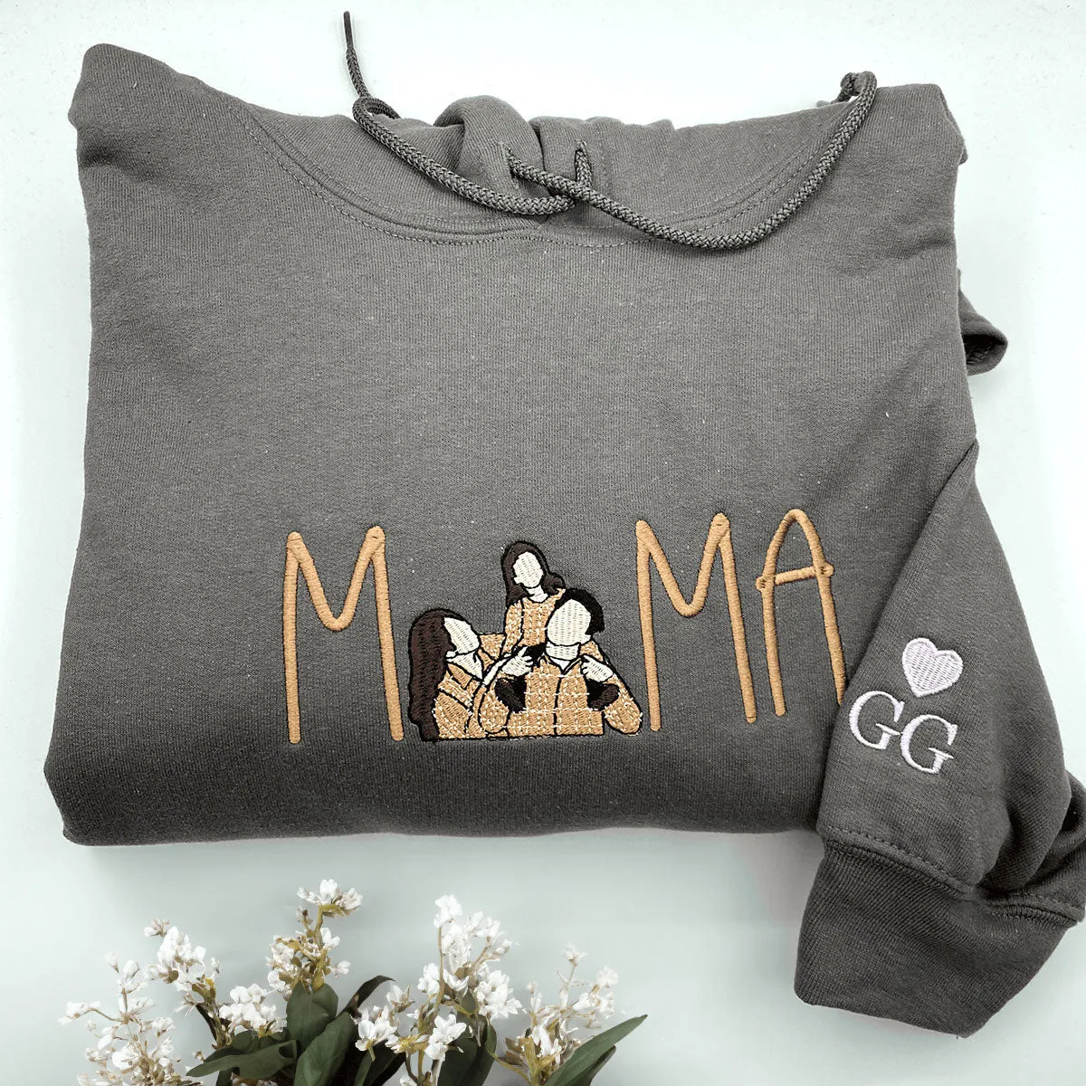 Mom Portrait Sweatshirt or Hoodie from Embroidered Photo, Meaningful Gifts for Mother's