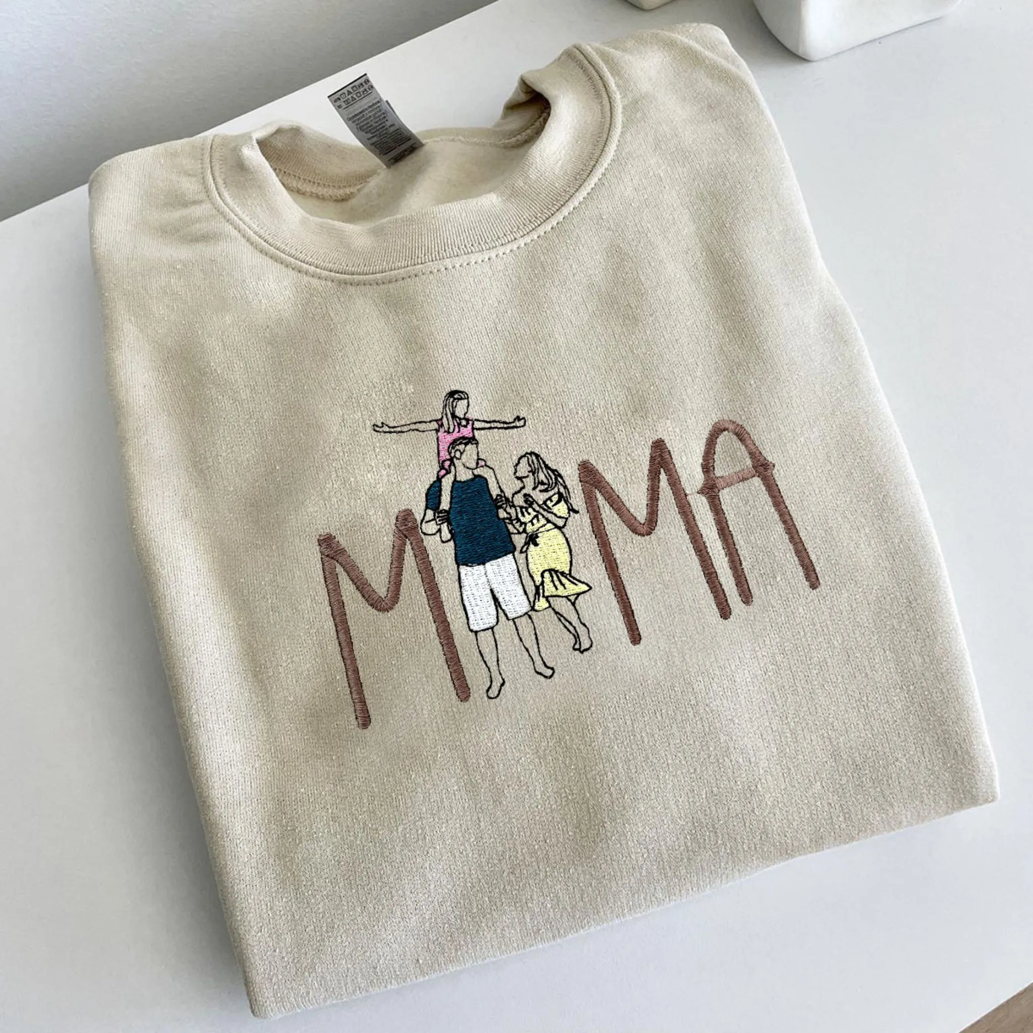 Mom Portrait Sweatshirt or Hoodie from Embroidered Photo, Meaningful Gifts for Mother's