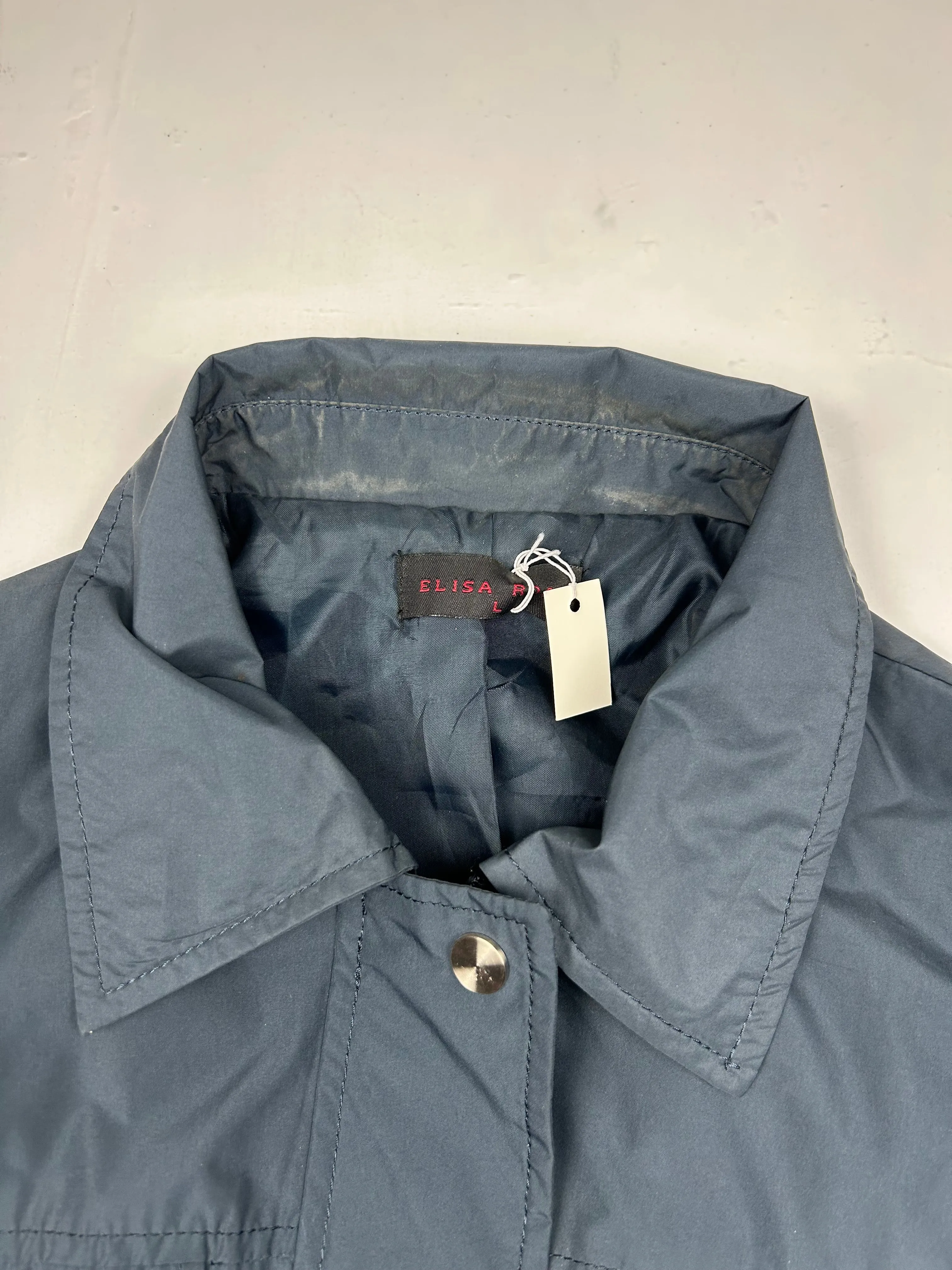 Navy blue zip up trench jacket (L)