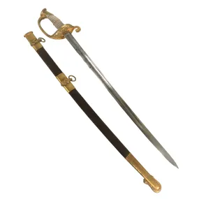 Original U.S. Civil War Model 1852 Navy Officer's Sword with Original Leather Scabbard & Weyersberg-Made Blade - Horstmann & Sons, Philadelphia