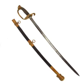 Original U.S. Civil War Navy Model 1852 Officer's Dress Sword with Original Leather Scabbard