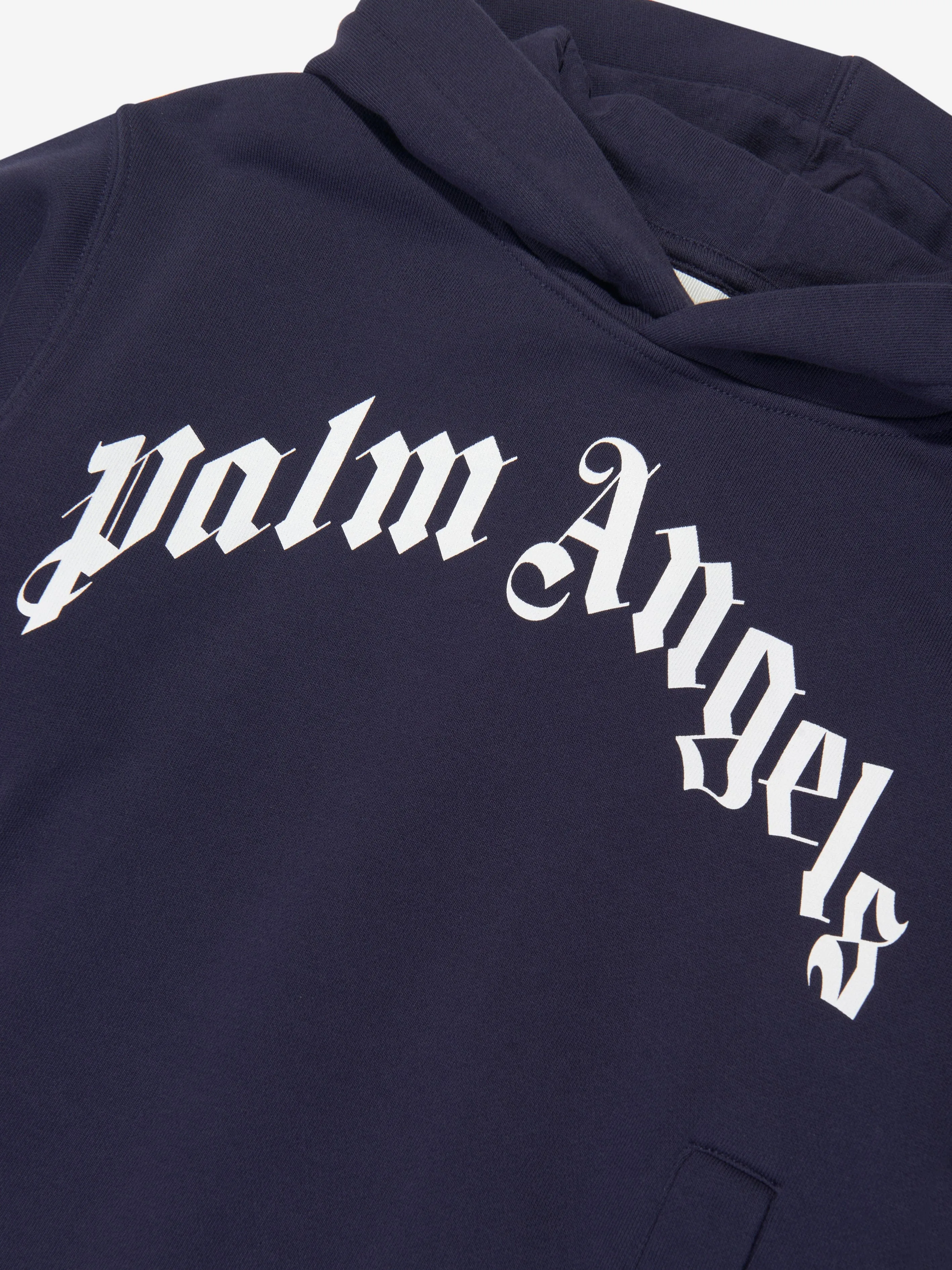 Palm Angels Girls Classic Curved Logo Hoodie Dress in Navy