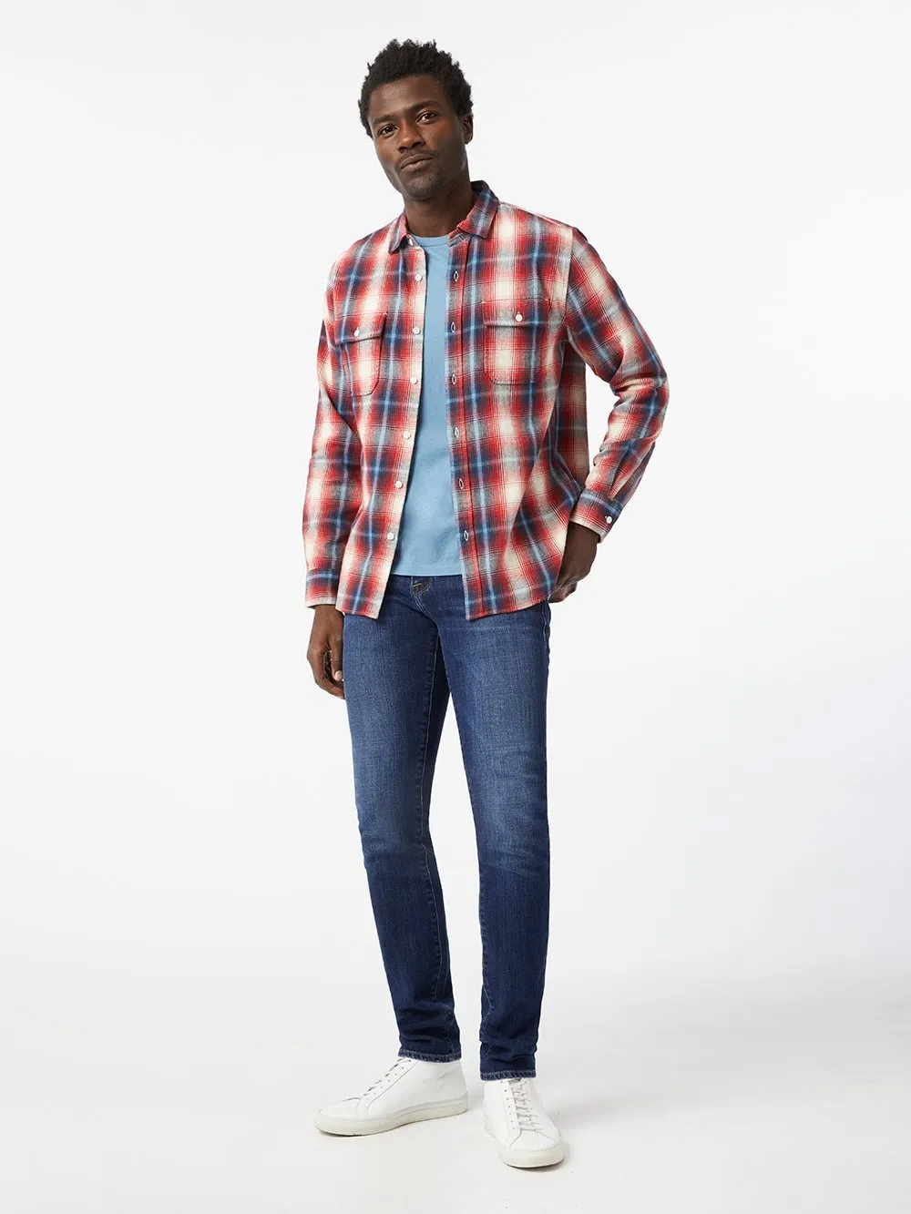 Plaid Double Pocket Shirt -- Spring Red Multi