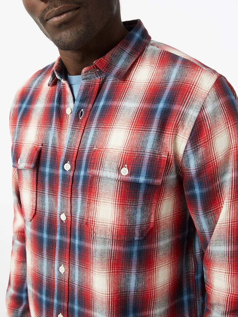 Plaid Double Pocket Shirt -- Spring Red Multi