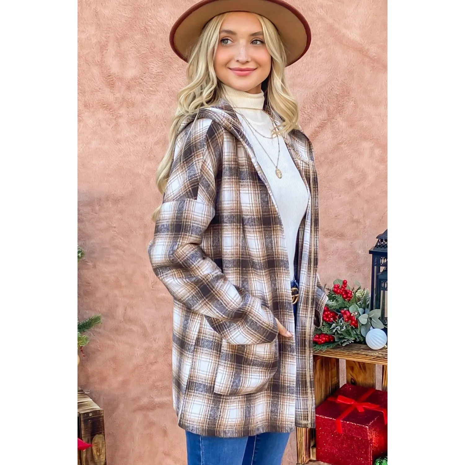 Plaid Perfection Hooded Shacket