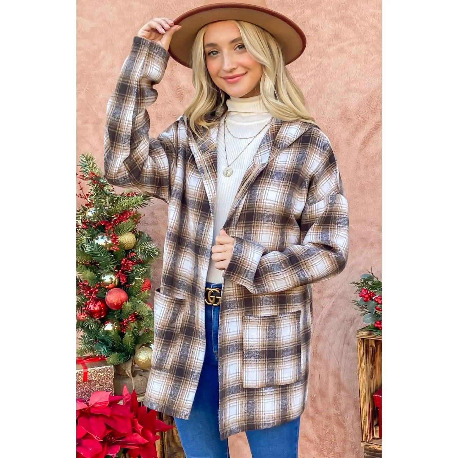 Plaid Perfection Hooded Shacket