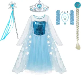 Princess Elsa Princess costume with 8 pack accessories