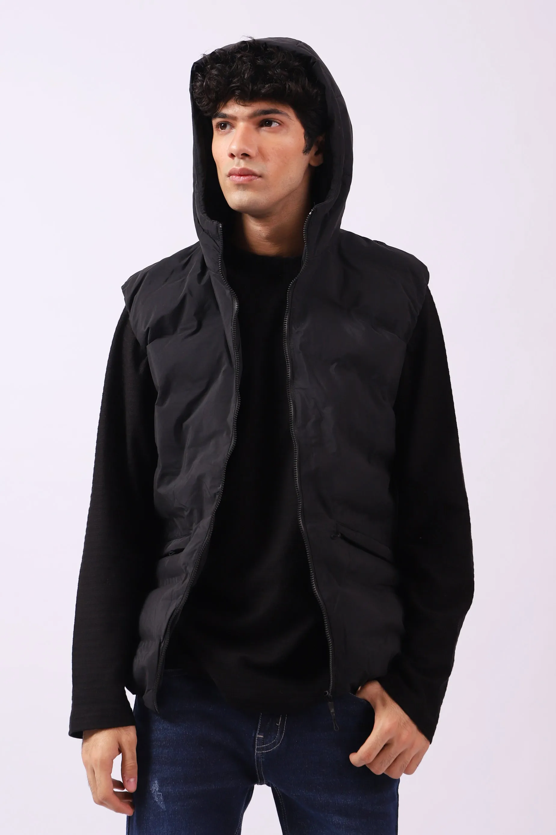 PUFFER GILET WITH HOOD