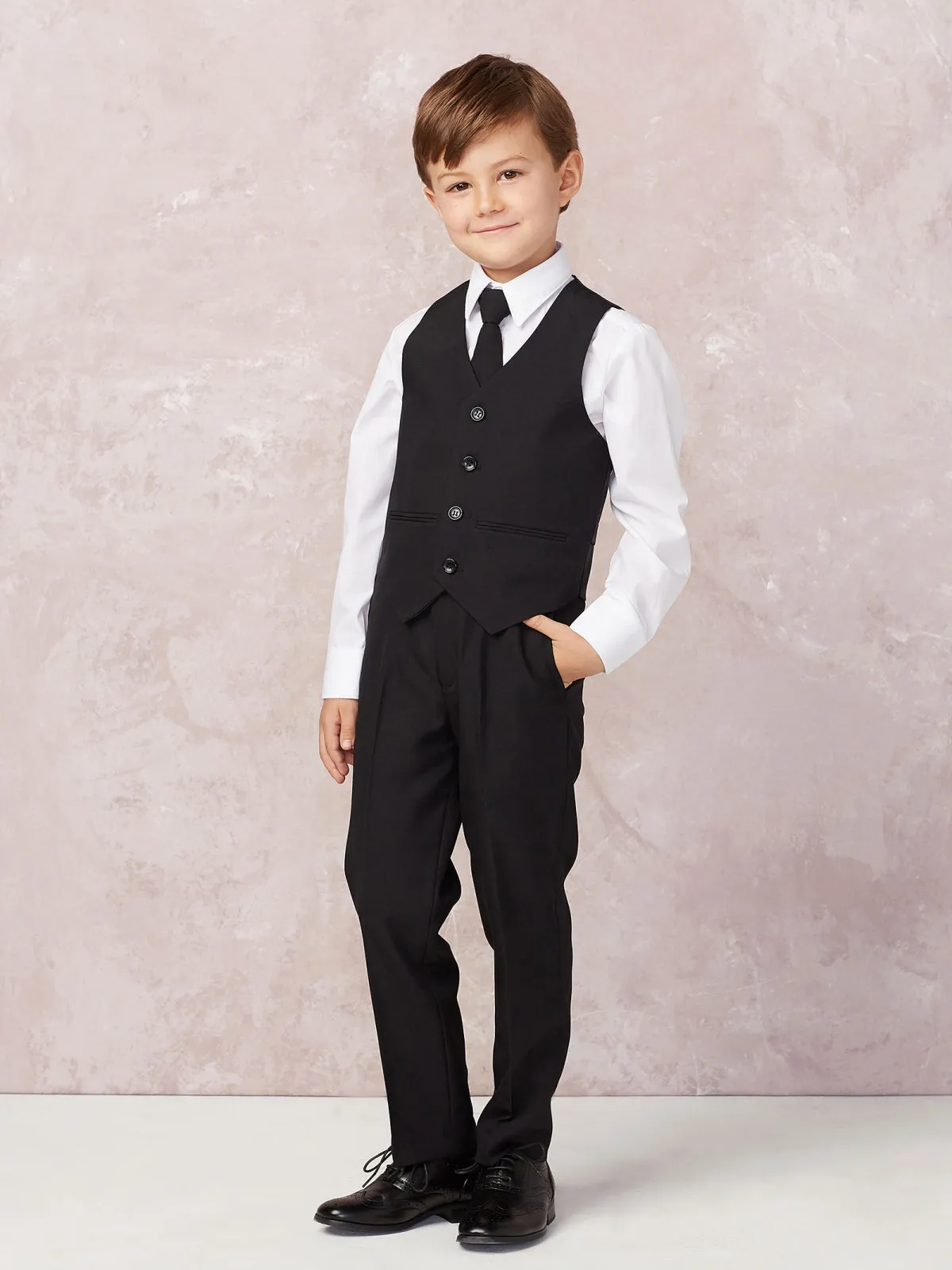 "Stanford" Kids Black Suit (5-Piece Set)