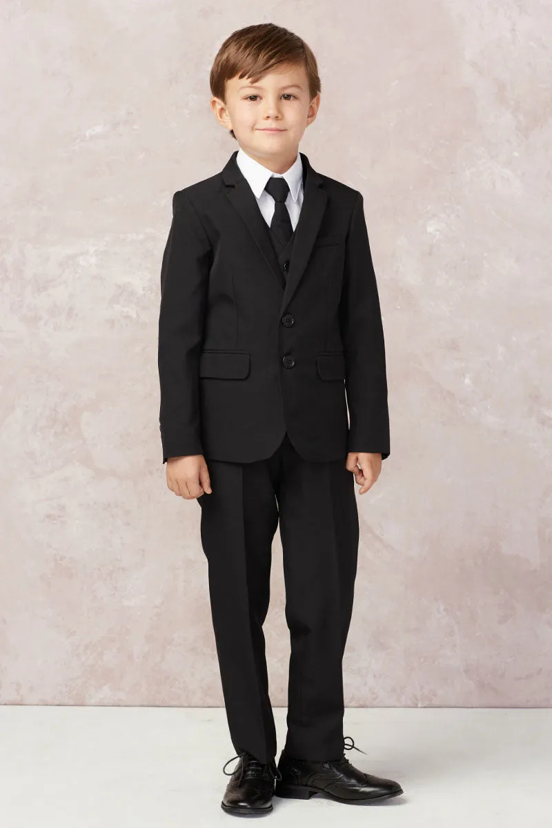 "Stanford" Kids Black Suit (5-Piece Set)