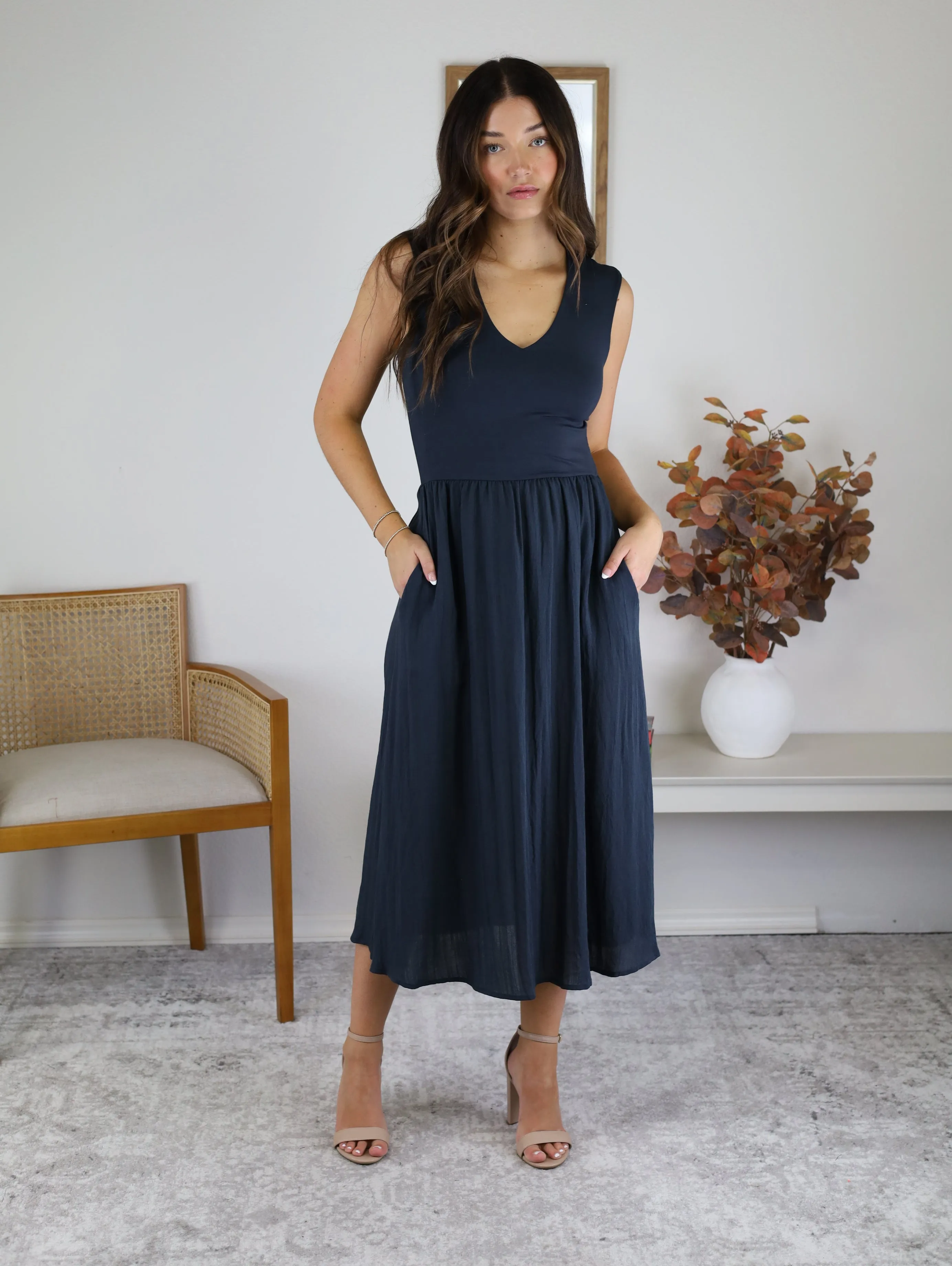 Rally Sleeveless Midi Dress