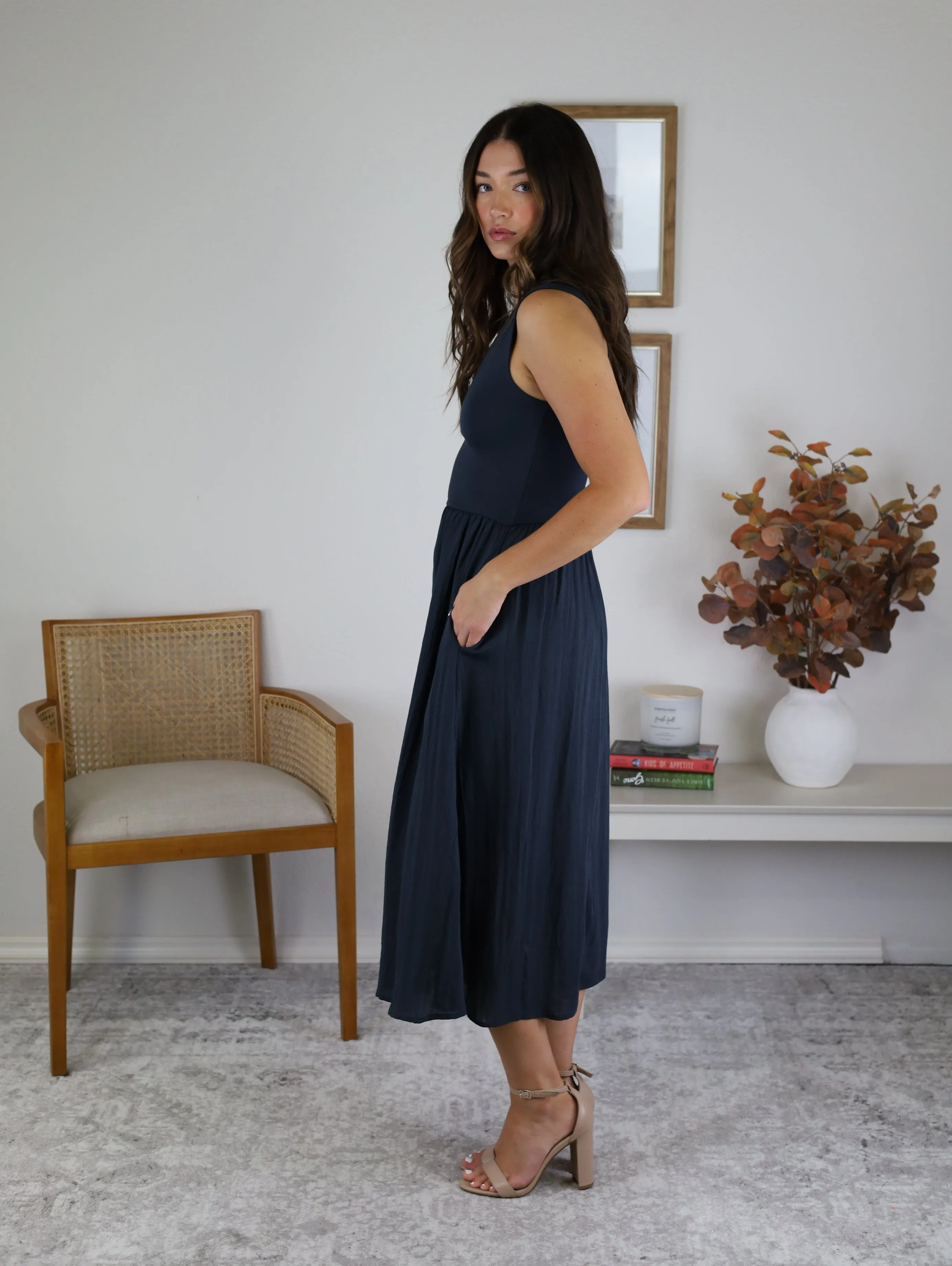 Rally Sleeveless Midi Dress