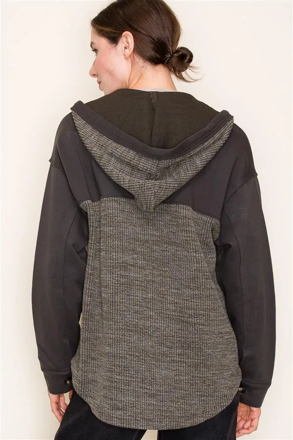 Ribbed Pocket Hooded Shackets - 4 Colors!