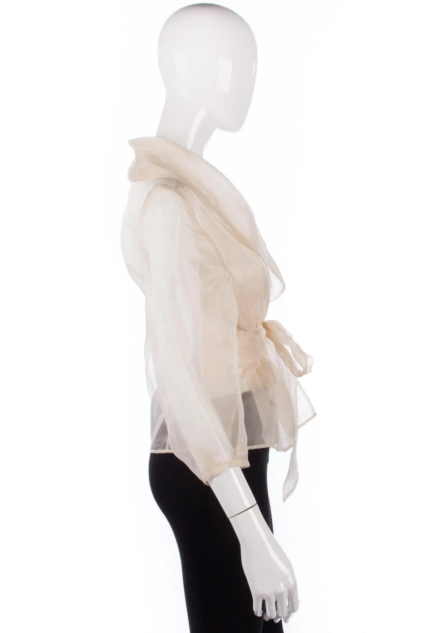 Rouge cream sheer silk fantastic wrap around blouse