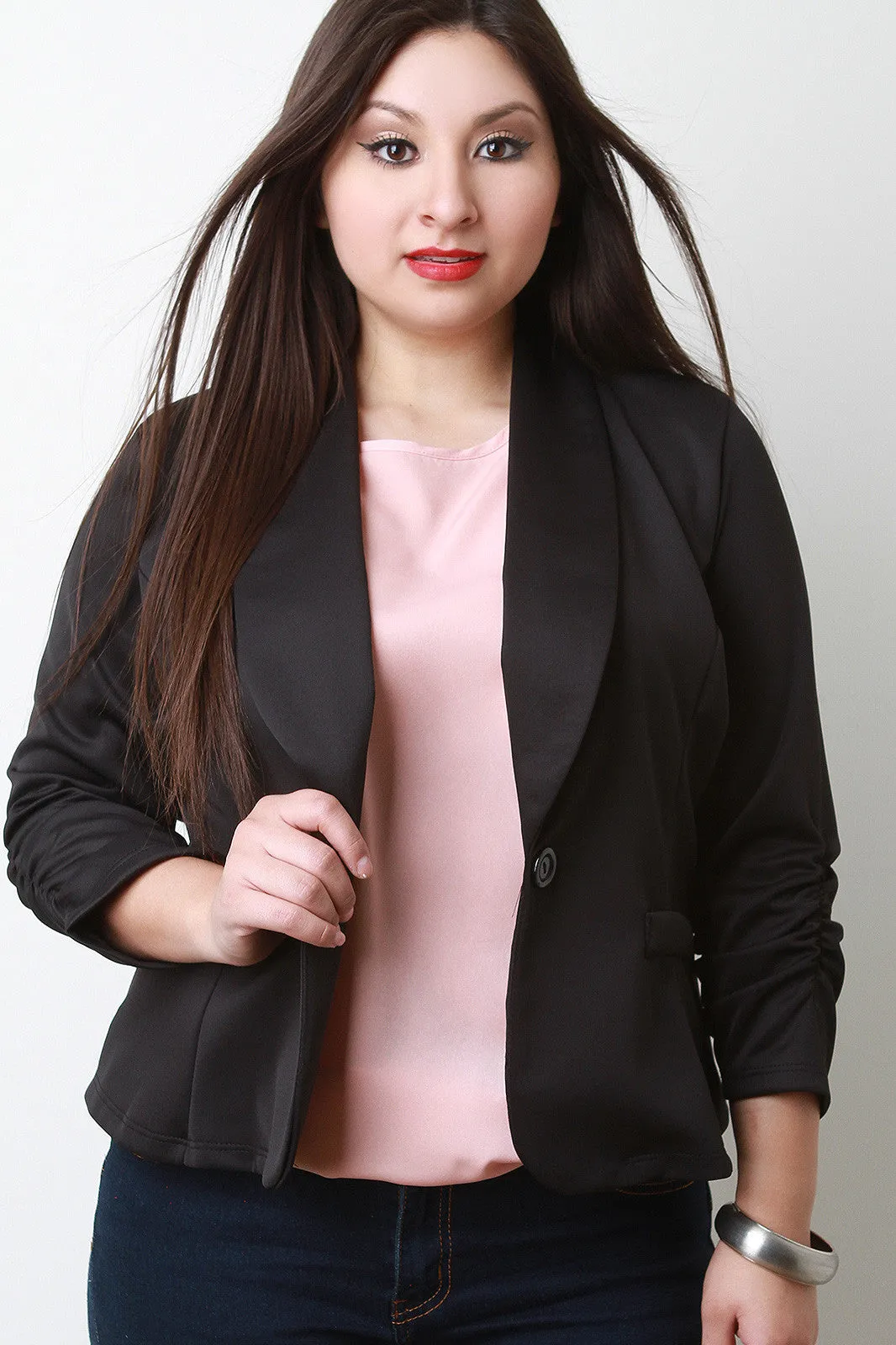 Ruched Quarter Sleeve Jacket