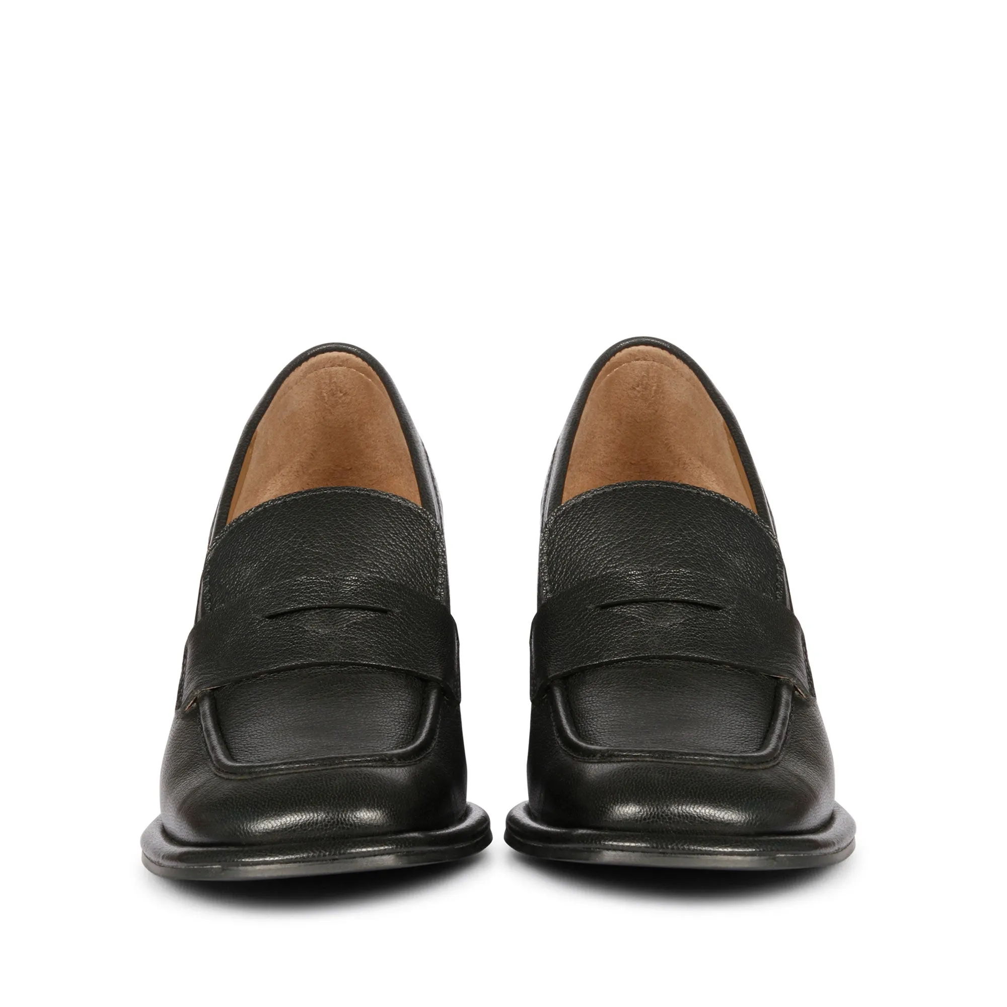 Saint Viviana Black Leather Saddle Moccasins