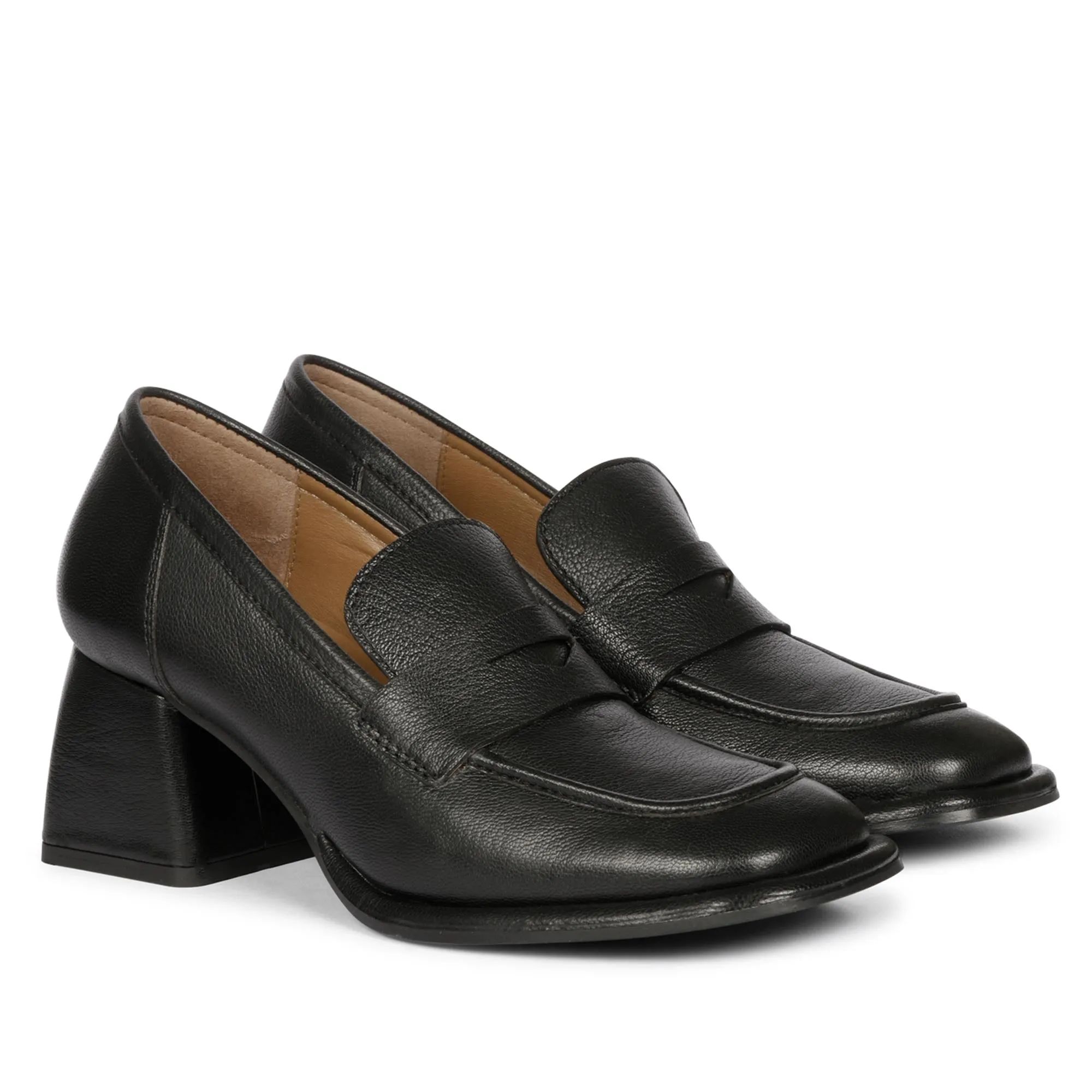 Saint Viviana Black Leather Saddle Moccasins