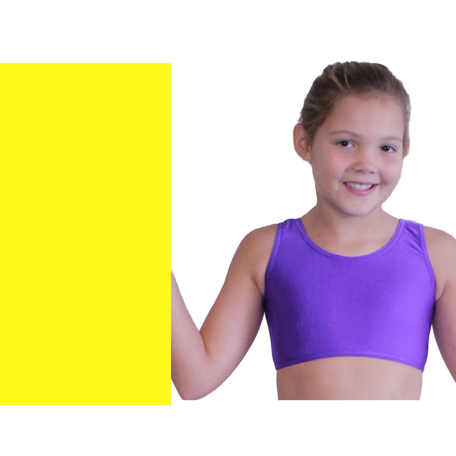 SALE - SUZI - LYCRA SLEEVELESS CROP TOP - YELLOW - 5 (DRESS SIZE 12-14)