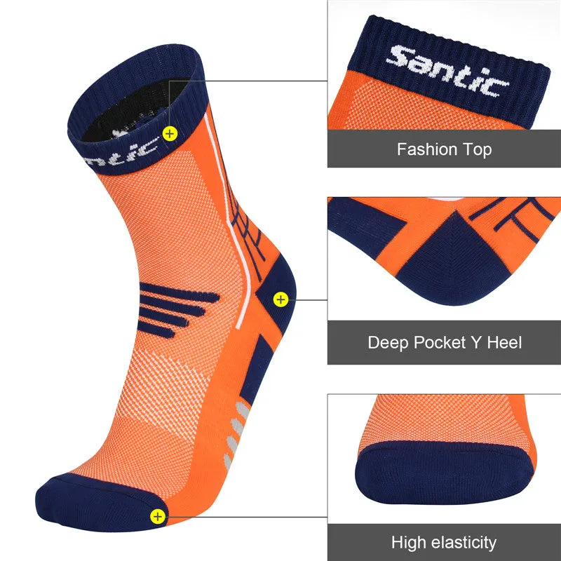 Santic MoveWay Orange Men Women Cycling Socks Free size 2 pairs