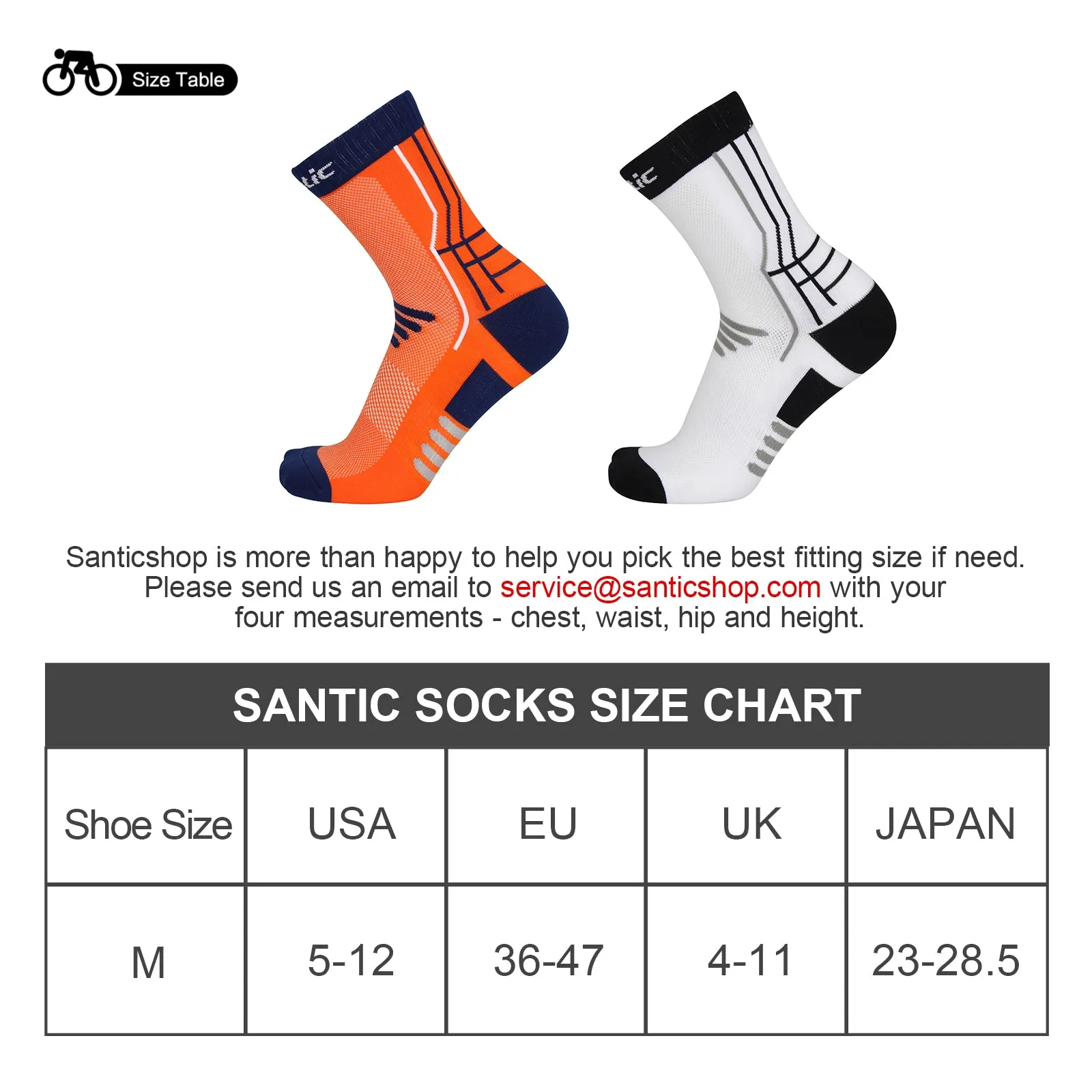 Santic MoveWay Orange Men Women Cycling Socks Free size 2 pairs