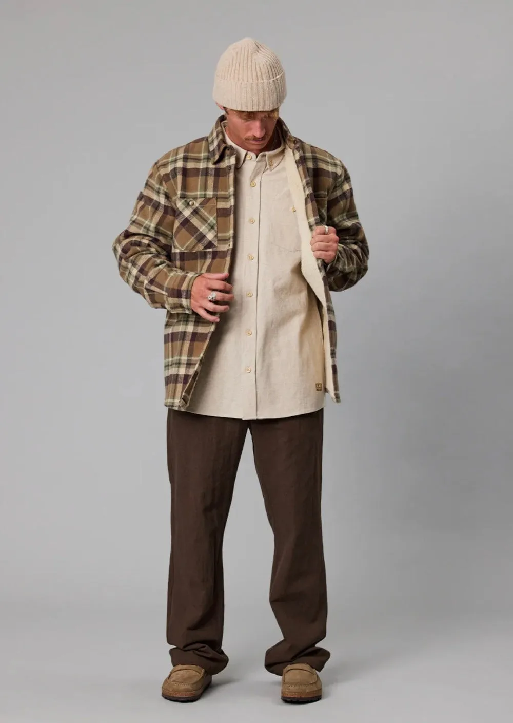 Seaport Shearling Shirt Green Check