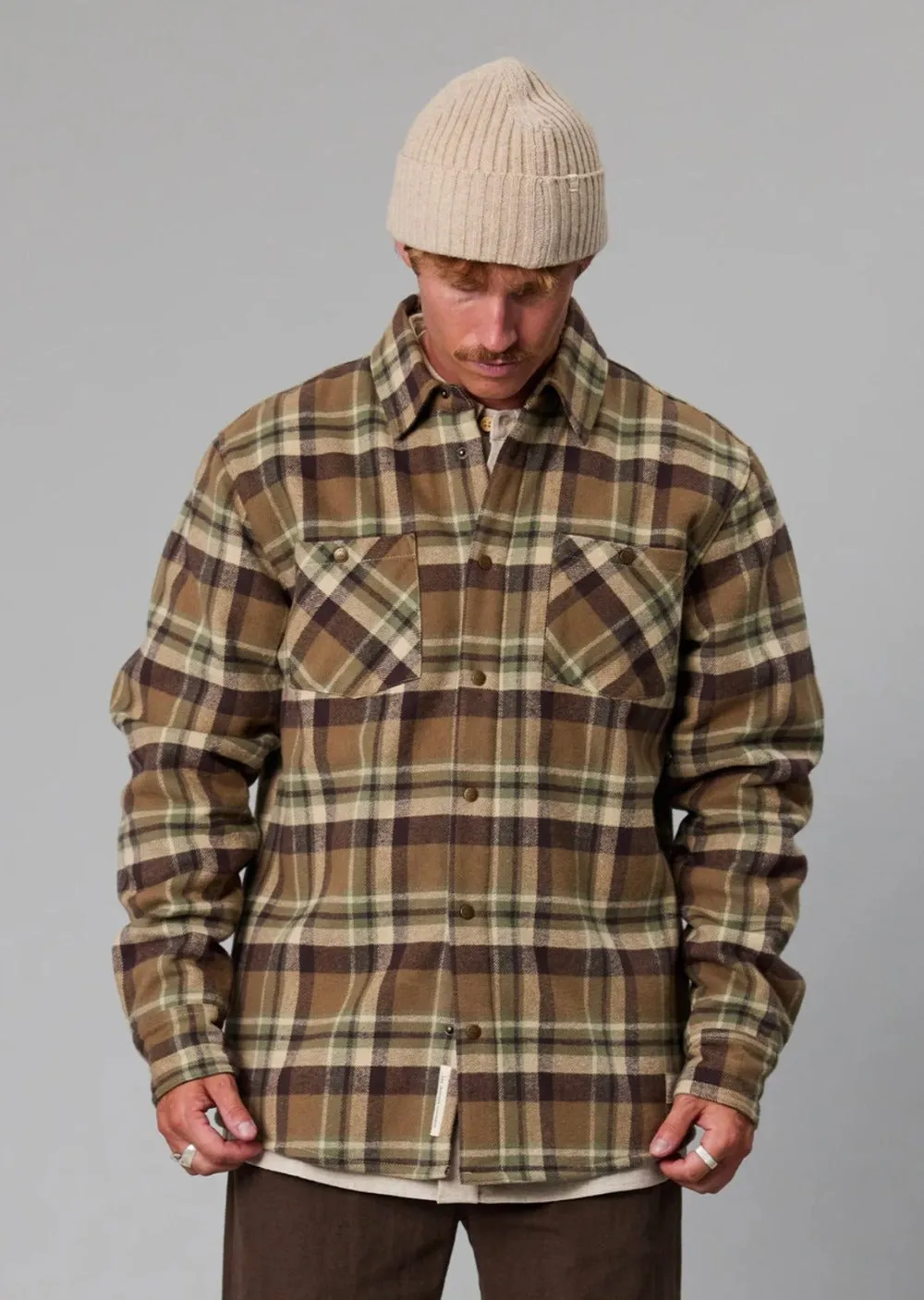 Seaport Shearling Shirt Green Check