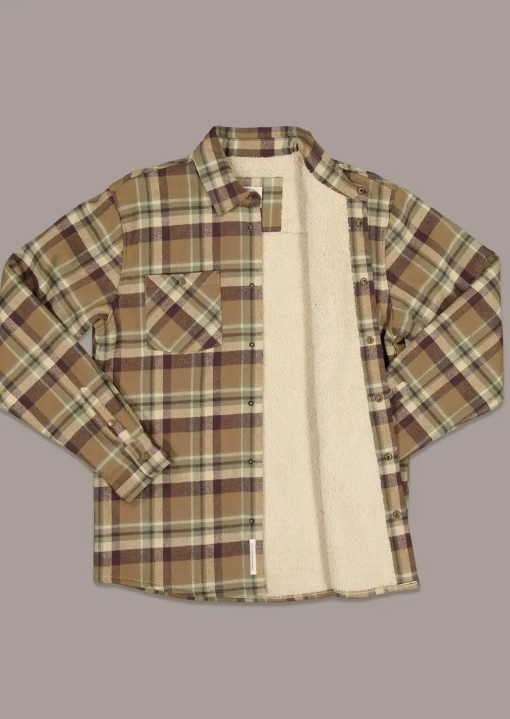 Seaport Shearling Shirt Green Check