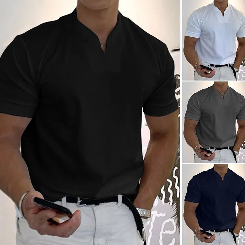 Short-sleeved V-neck athletic t-shirt