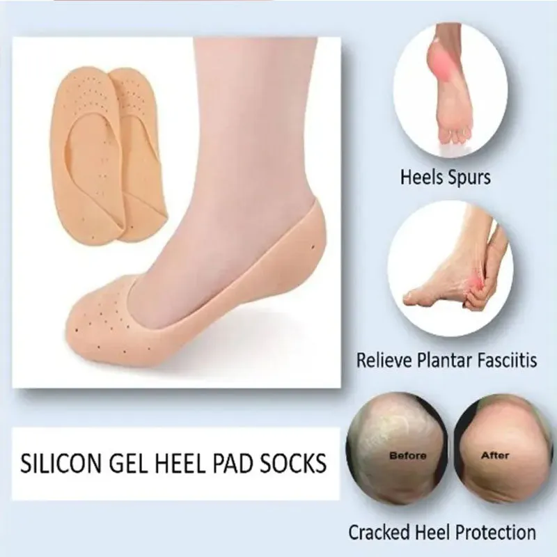 Silicone Gel Full Socks Heel Protector for Men and Women - Soft Socks for Cracked Skin One Pair