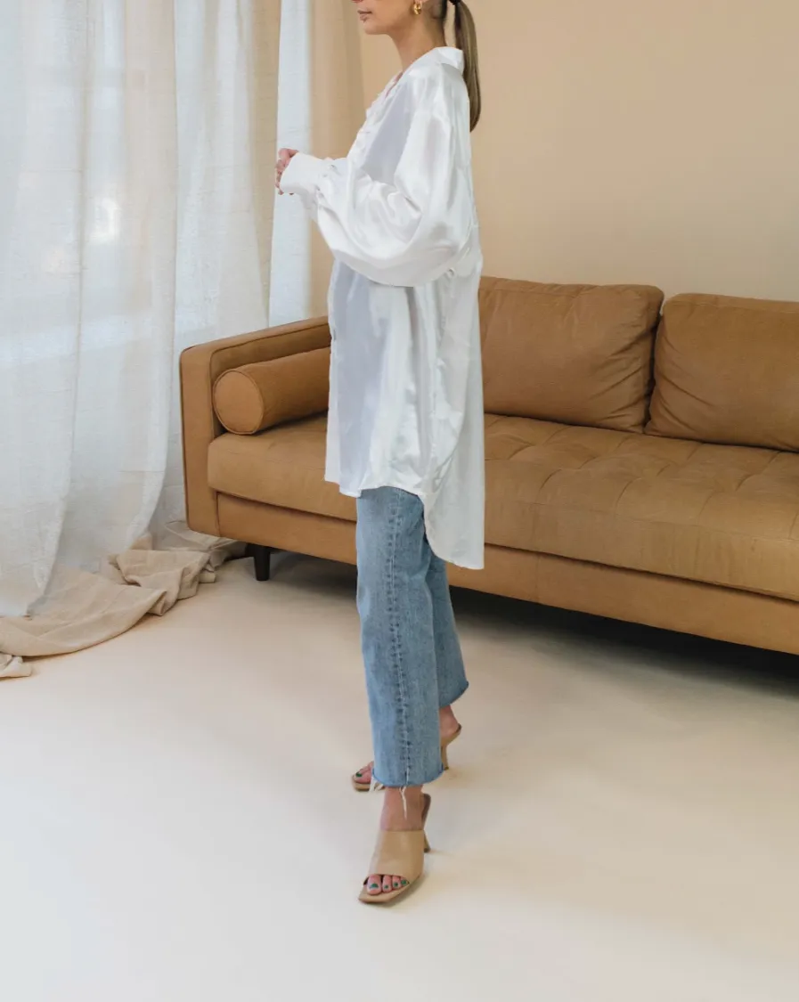 Silky Boyfriend Shirt | Cream