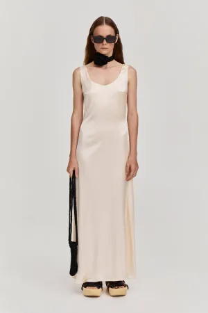 Silky long dress - Creme