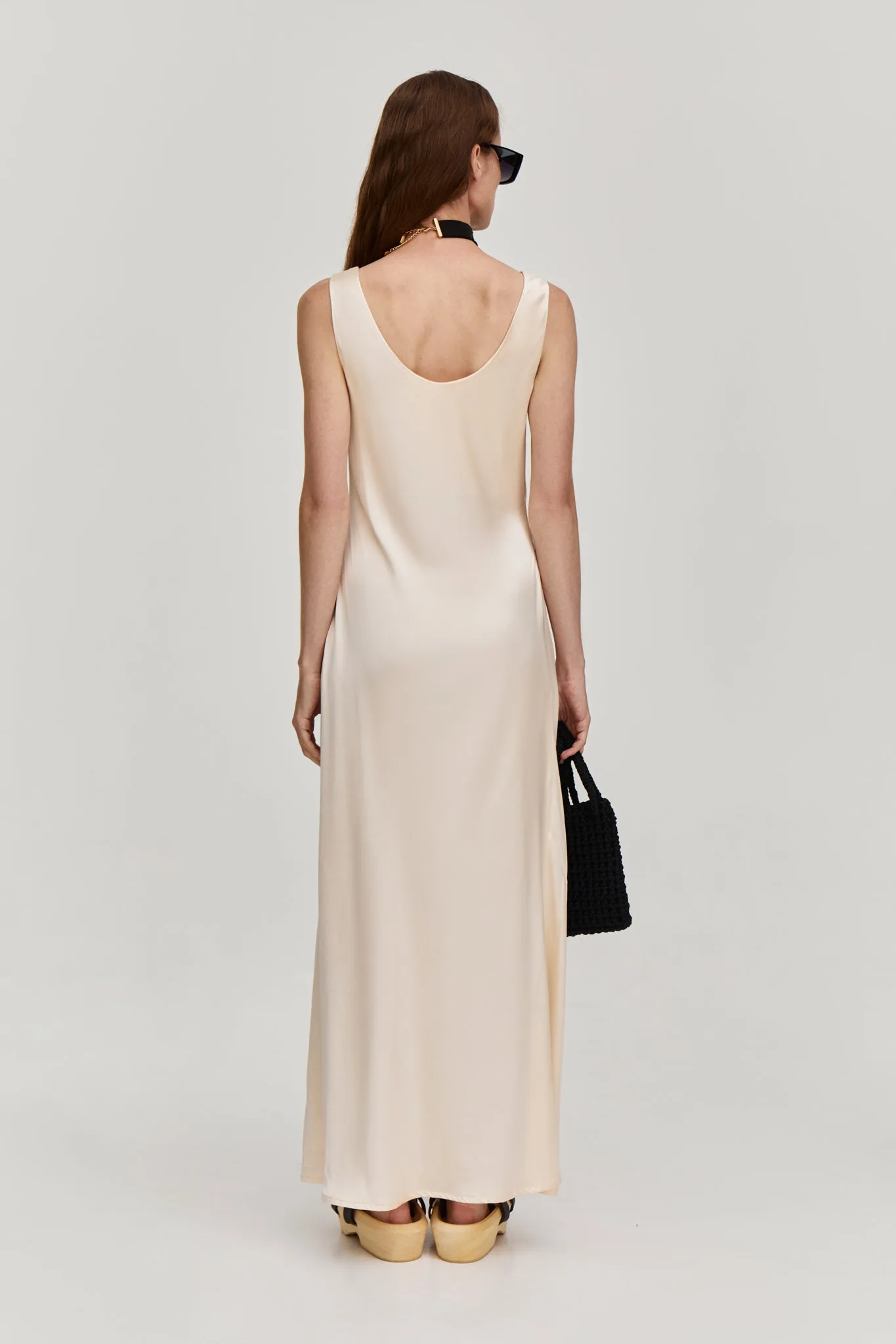 Silky long dress - Creme