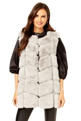 Silver Box Cut Faux Fur Gilet Jacket